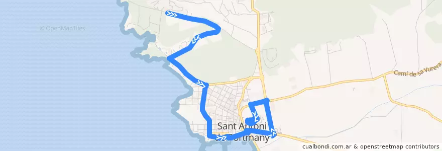 Mapa del recorrido Bus L01: Stella Maris → Sant Antoni de la línea  en Sant Antoni de Portmany.