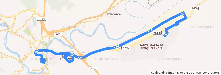Mapa del recorrido Línea 94: Benquerancia → Santa Bárbara → Zocodover de la línea  en Toledo.