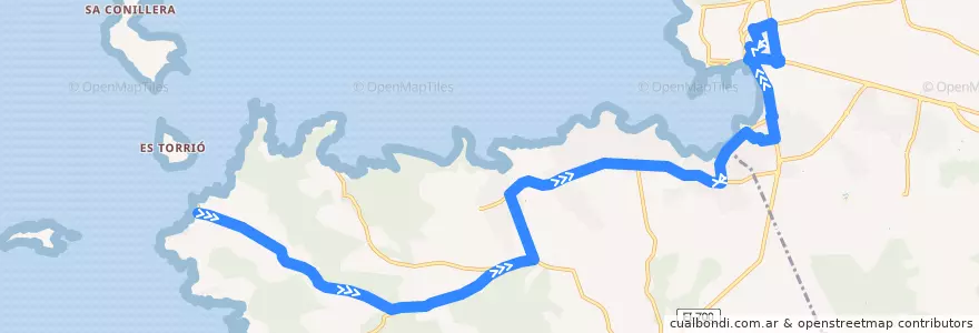 Mapa del recorrido Bus L04:  Platges de Comte → Sant Antoni de la línea  en Ibiza.