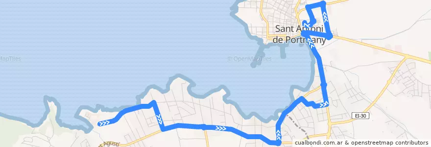 Mapa del recorrido Bus L06: Port des Torrent → Sant Antoni de la línea  en Eivissa.