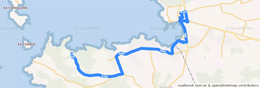 Mapa del recorrido Bus L07: Cala Bassa → Sant Antoni de la línea  en Eivissa.