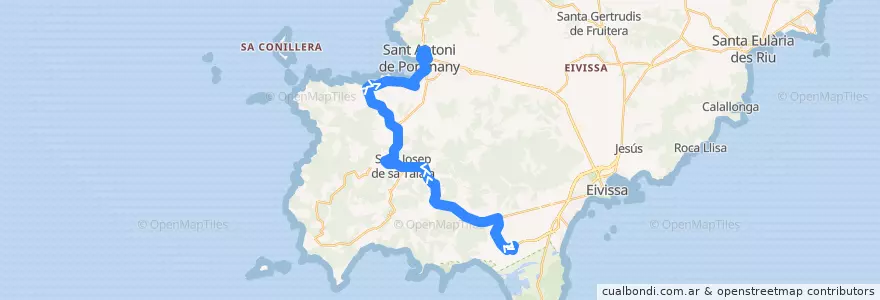 Mapa del recorrido Bus L09:  Aeroport → Sant Josep → Sant Antoni de la línea  en Sant Josep de sa Talaia.