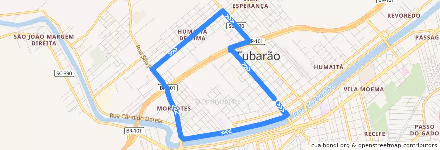 Mapa del recorrido Ônibus 205 : Humaitá Via Unisul (Volta) de la línea  en Tubarão.