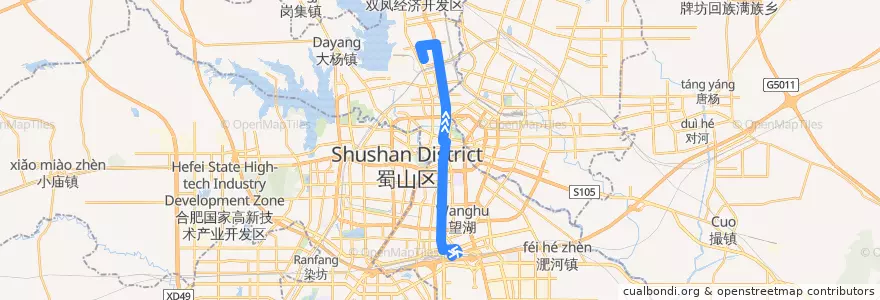 Mapa del recorrido 4路 de la línea  en 合肥市区.