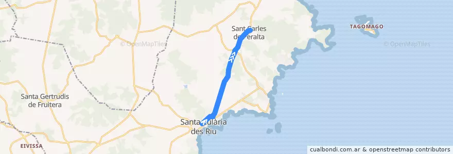 Mapa del recorrido Bus L16: Santa Eulària → Las Dalias → Sant Carles de la línea  en Santa Eulària des Riu.