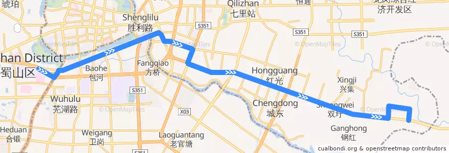 Mapa del recorrido 6路 de la línea  en 合肥市区.