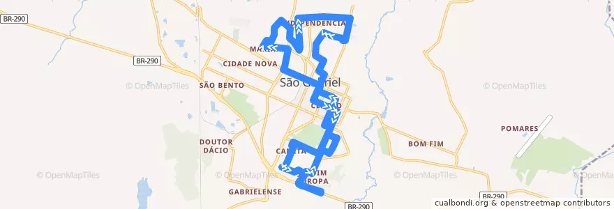 Mapa del recorrido Independência - Vila Maria de la línea  en São Gabriel.