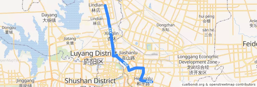 Mapa del recorrido 7路 de la línea  en 合肥市区.