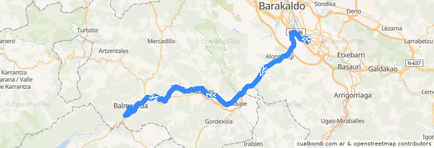 Mapa del recorrido A0651 Bilbao → Balmaseda de la línea  en Biskaje.