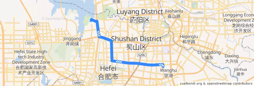 Mapa del recorrido 8路 de la línea  en 合肥市区.