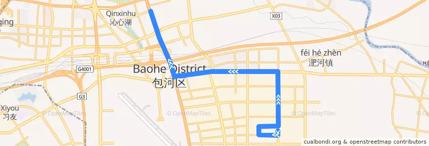 Mapa del recorrido T8路 de la línea  en 骆岗街道.