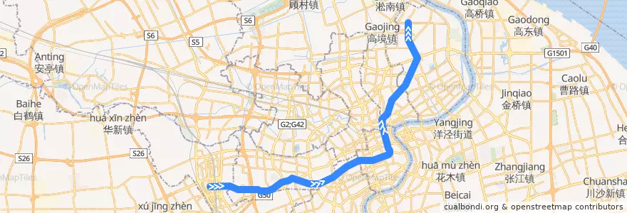 Mapa del recorrido Metro 10号线: 虹桥火车站 → 新江湾城 de la línea  en شانگهای.
