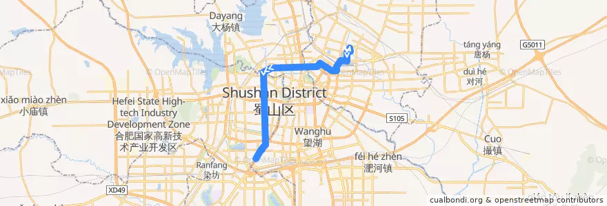 Mapa del recorrido 12路 de la línea  en 合肥市区.