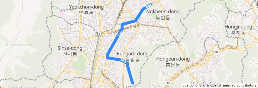Mapa del recorrido 은평05 de la línea  en Eunpyeong-gu.