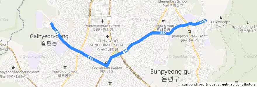 Mapa del recorrido 은평06 de la línea  en 恩平区.
