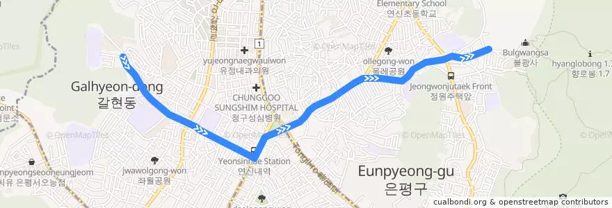 Mapa del recorrido 은평06 de la línea  en Eunpyeong-gu.