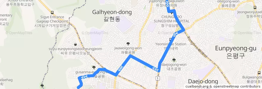 Mapa del recorrido 은평09 de la línea  en 恩平区.