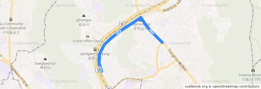 Mapa del recorrido 서대문09대 de la línea  en 홍은동.
