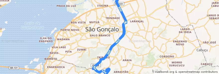 Mapa del recorrido 17 - Jardim Catarina X Maria Paula de la línea  en São Gonçalo.