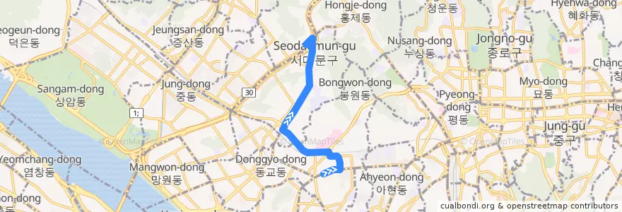Mapa del recorrido 서대문03 de la línea  en 서울.