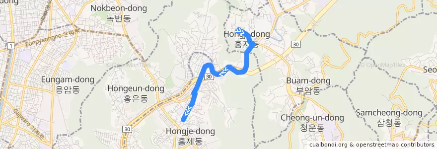 Mapa del recorrido 서대문08 de la línea  en ソウル.