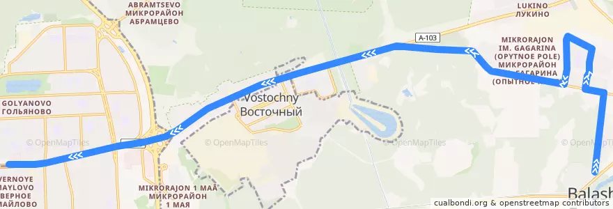 Mapa del recorrido Автобус 889: Балашиха (Зелёная улица) => Москва (метро «Щёлковская») de la línea  en Oblast Moskou.