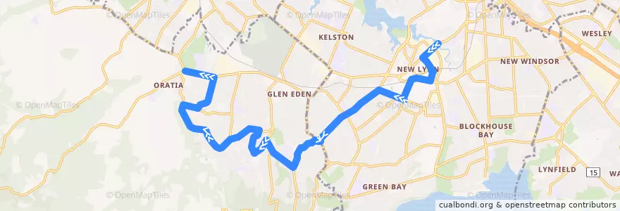 Mapa del recorrido Parrs Park to City Centre via New Lynn Express de la línea  en Auckland.