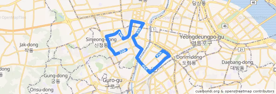 Mapa del recorrido 양천04 de la línea  en Seoul.