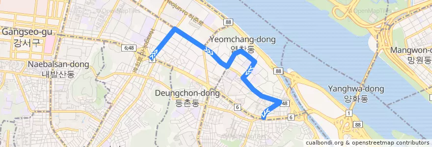 Mapa del recorrido 강서04 de la línea  en Seoul.