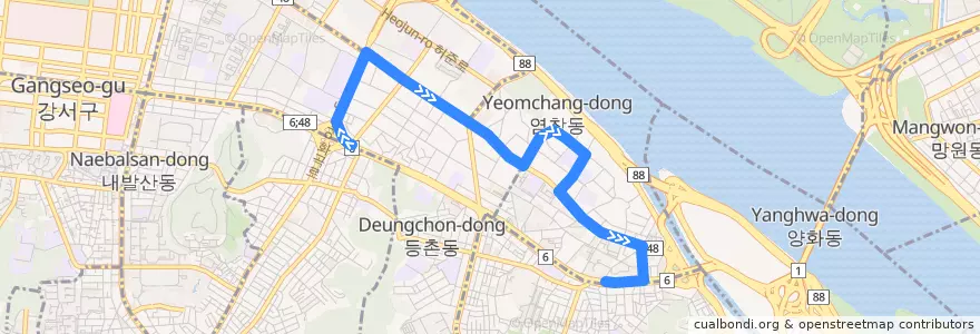 Mapa del recorrido 강서04 de la línea  en Séoul.