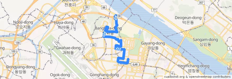 Mapa del recorrido 강서07 de la línea  en 강서구.