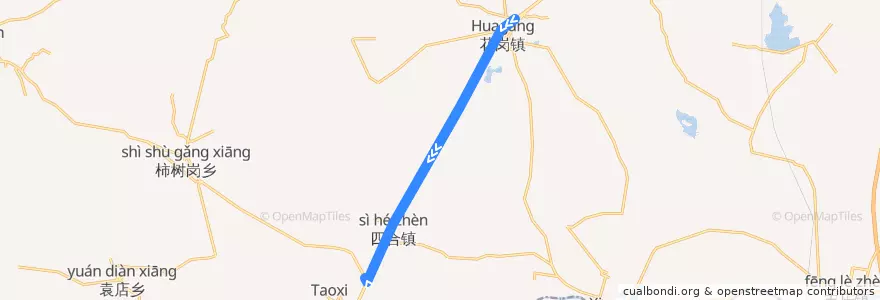 Mapa del recorrido X201路 de la línea  en 花岗镇.
