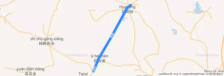 Mapa del recorrido X201路 de la línea  en 花岗镇.