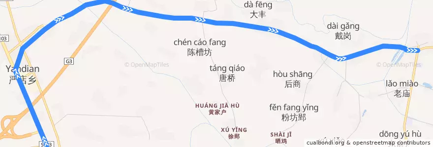 Mapa del recorrido 698路 de la línea  en 严店乡.