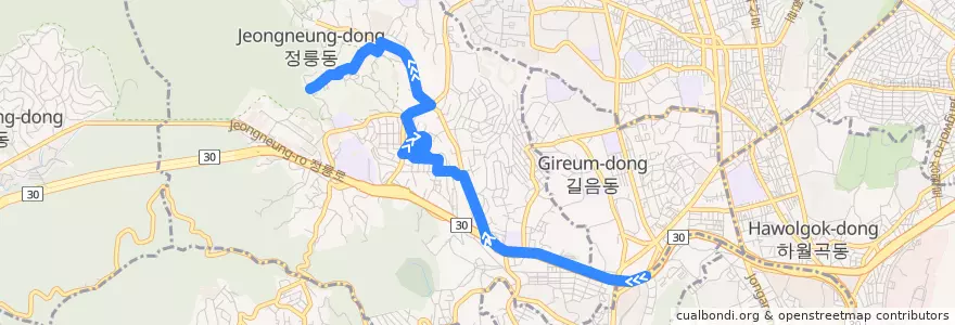 Mapa del recorrido 성북06 de la línea  en 城北區.