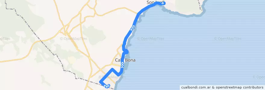 Mapa del recorrido CitySightseeing Cala Millor de la línea  en Son Servera.