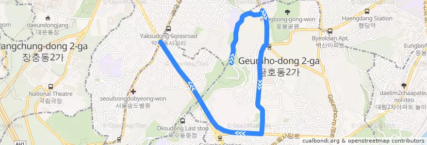 Mapa del recorrido 성동05 de la línea  en Seúl.