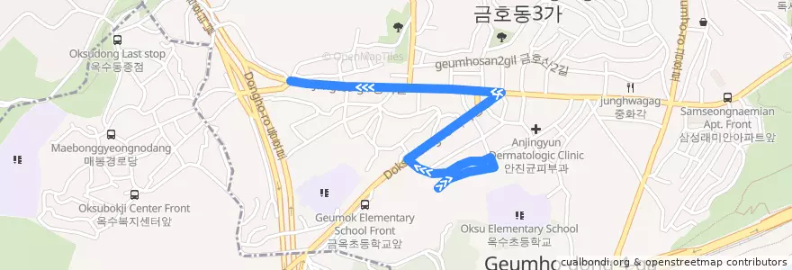 Mapa del recorrido 성동07 de la línea  en 성동구.