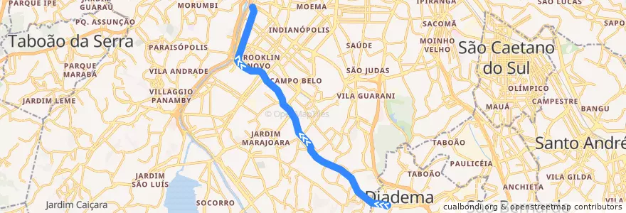Mapa del recorrido Ônibus 376: Diadema ⇒ São Paulo de la línea  en São Paulo.
