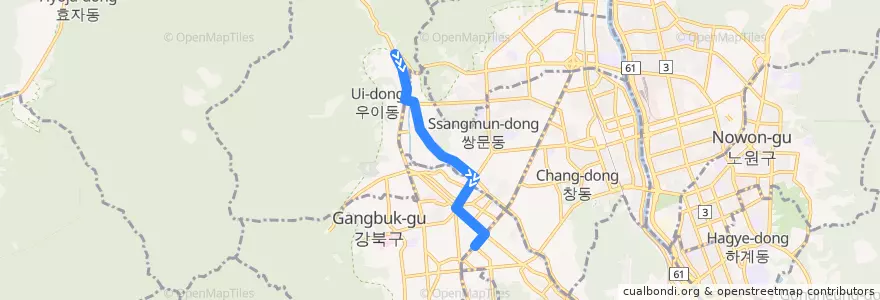 Mapa del recorrido 도봉02 de la línea  en 首尔.
