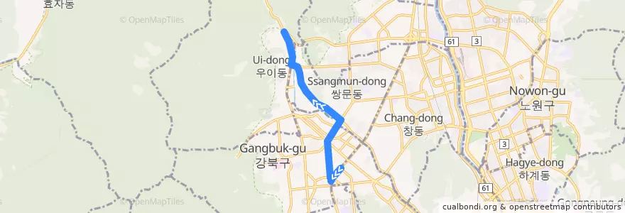 Mapa del recorrido 도봉02 de la línea  en ソウル.