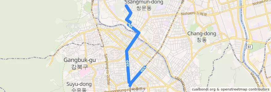 Mapa del recorrido 도봉03 de la línea  en Seul.