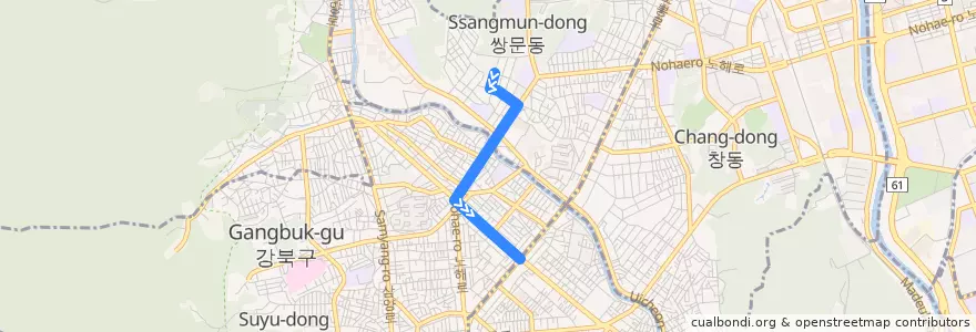 Mapa del recorrido 도봉04 de la línea  en 서울.