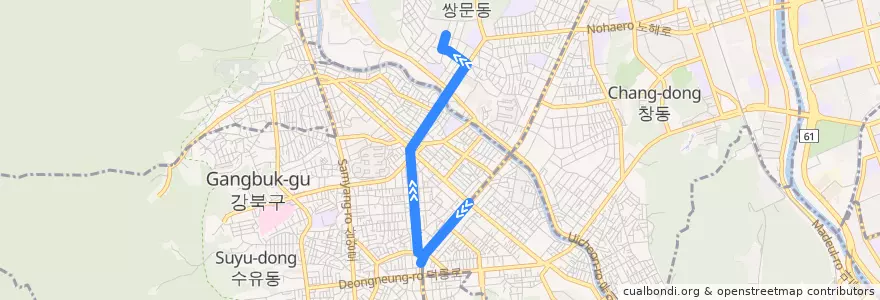 Mapa del recorrido 도봉04 de la línea  en 서울.