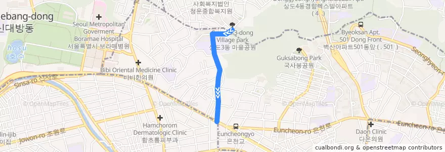Mapa del recorrido 관악11 de la línea  en Сеул.