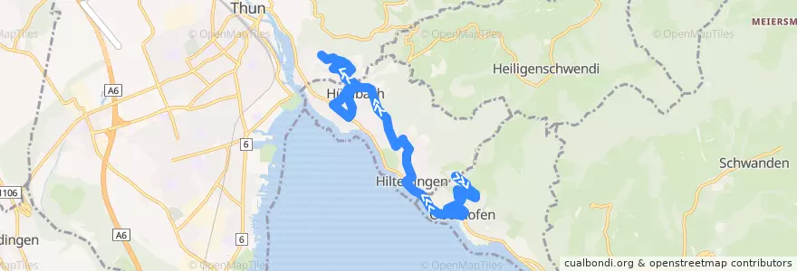 Mapa del recorrido Hangbus de la línea  en Verwaltungskreis Thun.