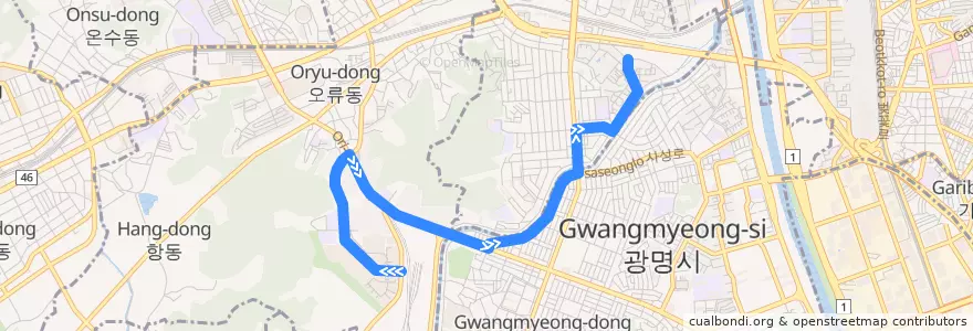 Mapa del recorrido 구로04 de la línea  en 구로구.