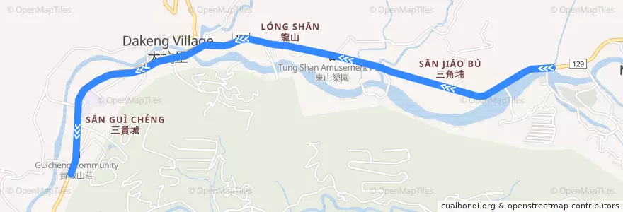 Mapa del recorrido 21路 (延駛民德橋_往程) de la línea  en 北屯區.
