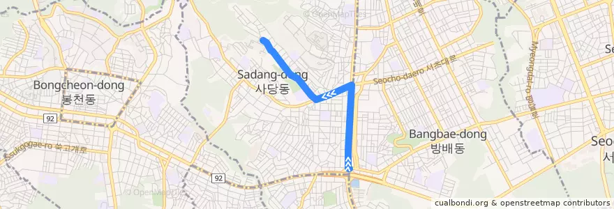 Mapa del recorrido 동작16 de la línea  en ソウル.