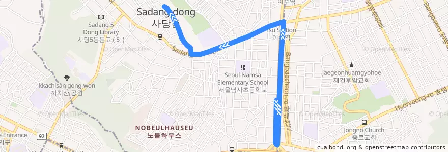 Mapa del recorrido 동작09 de la línea  en Seúl.